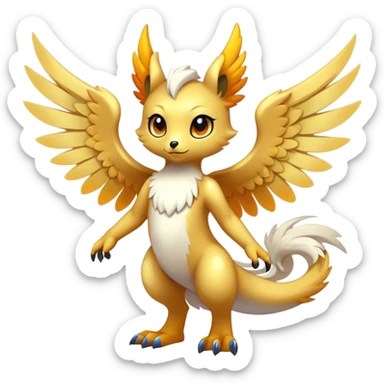 Anthro Sona Cool Edgy Cute Colorful Shy Winged Shiny Fakemon-Fantasy-Creature Full Body sticker