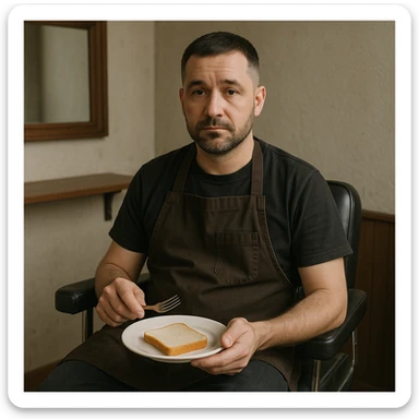 sartarosh xonada shunchaki tarelka v vilka ushlab utirsin tarelkada esa faqat non bulsin kayfiyati xam urtacha bulsin xursan bob ketmasin sticker