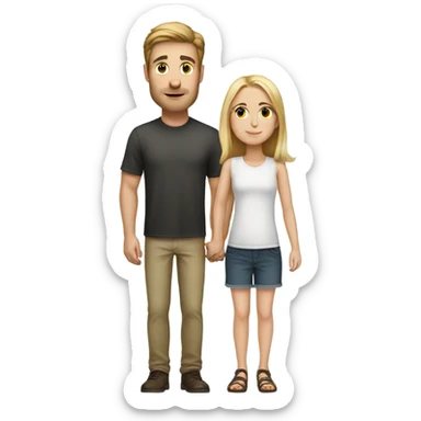 White Tall guy and short girl sticker