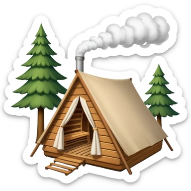 a tent that is a sauna and its smoke out the pipe
try one with snow and trees around also sticker