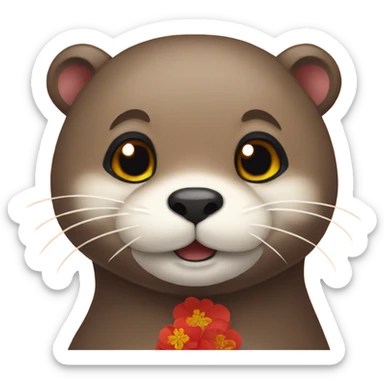 an otter when korean lunar new year sticker