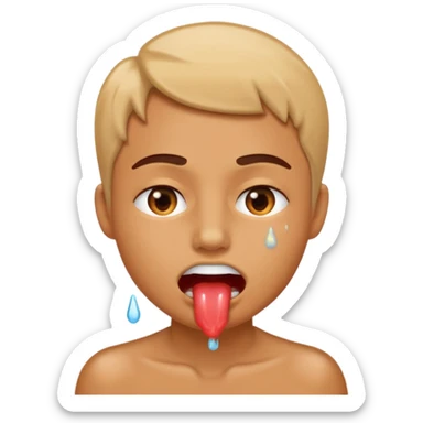 Person who bite her lips and sweat from the heat sticker