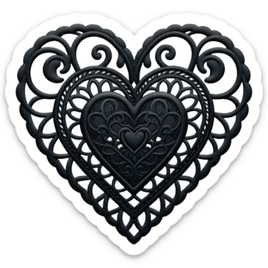 Black lace heart sticker