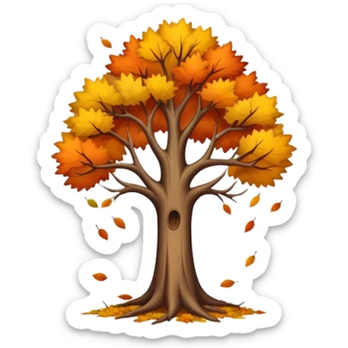 autumn tree with leafless falling  sticker