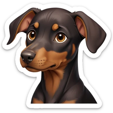 cinematic-noble-doberman puppy-portrait-emoji,-poised-and-regal,-with-a-strong,-athletic-build-and-a-lustrous,-well-groomed-black and tan fur,-deep-set-soulful-brown-eyes,-simplified-yet-sharp-and-sophisticated-features,-highly-detailed, sticker
