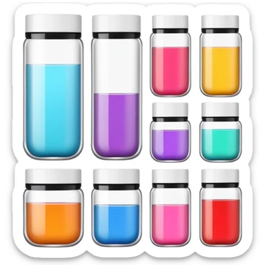 emoji of beauty tubes and jar with brand labels, minimalistic design sticker
