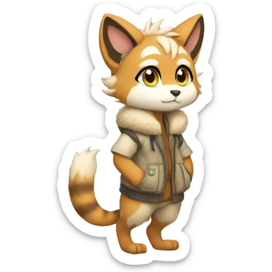 Kemono-style, Chibi, Anthro-Fur-Sona-Fakémon, apparels, Full Body sticker