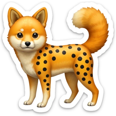 Trico-Shiba-Inu-Dingo-Cheetah-fusion-hybrid-animal-creature, full body  sticker