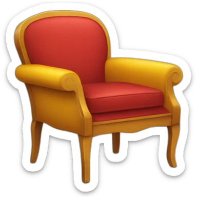 Fauteuil jaune avec un chat roux dessus et un livre rouge sticker