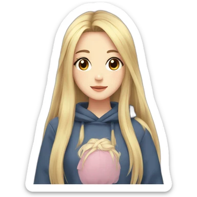 Anime girl with long hair blonde with suéter  sticker
