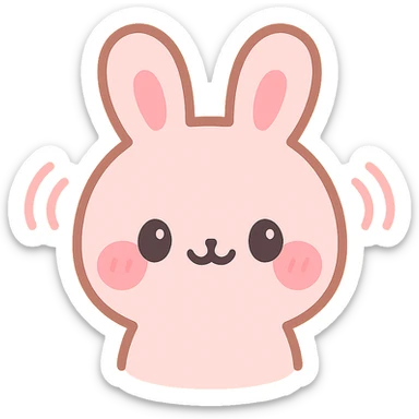 vibrating rabbit head, kawaii style, cute, blushing, motion effect sticker
