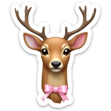 deer with light pink ribbon  sticker