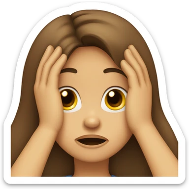 Brown haired girl facepalm with hands on face sticker