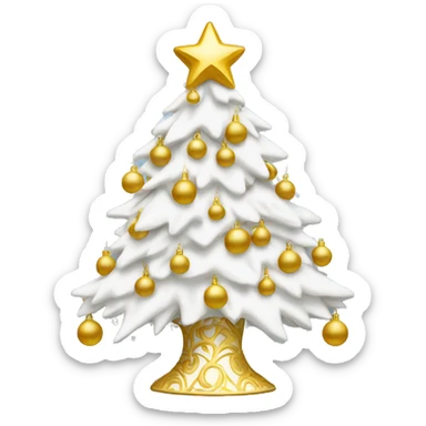 White Christmas tree with golden ornaments  sticker