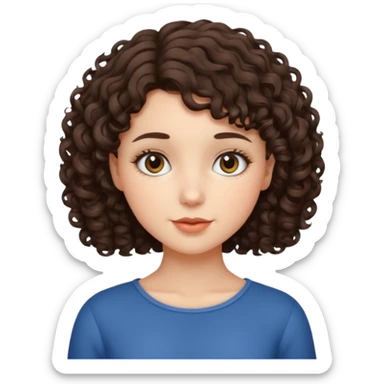 an emoji that describes a cute short curly hair brunette girl sticker