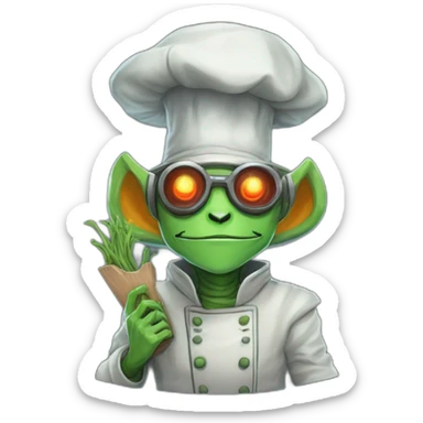 alien chef scifi roguelike rpg style inspired by slay the spire digital art sticker