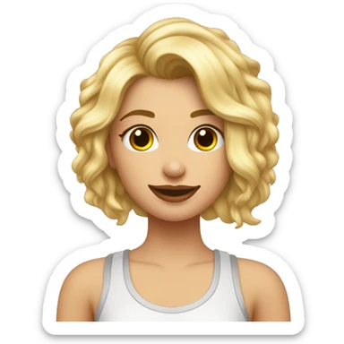 chica rubia de pelo corto sobre los hombros, tez blanca y un piercing de aro en la nariz sticker