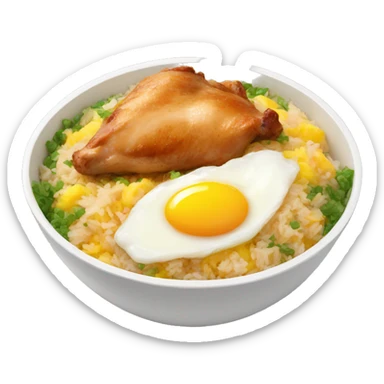 chicken thigh rice bowl with two eggs sticker
