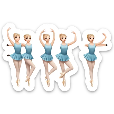 Icon for Choreography: a group of dancers in identical poses by a wall with mirrors, holding a long barre with one hand, and a teacher standing at the side. The icon should represent the discipline, synchronization, and guidance in dance training. Transparent background. sticker