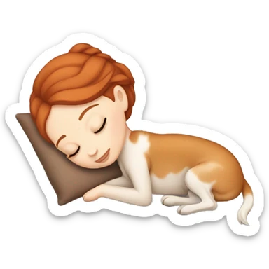 White girl auburn hair sleeping with Carolina dog sticker
