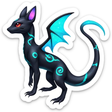 Neon Nebulae Salandit-Umbreon-Fakémon-hybrid-creature (full body)  sticker