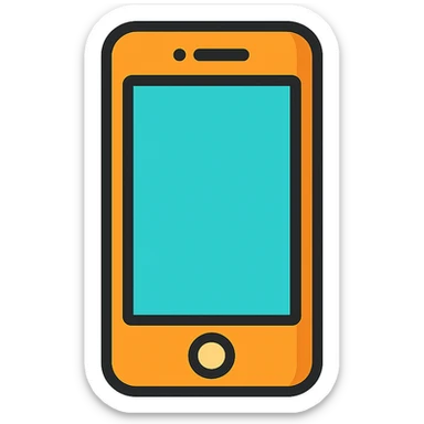 iPhone, lineal color outlined icon style, black outlines, simple and modern, no text sticker