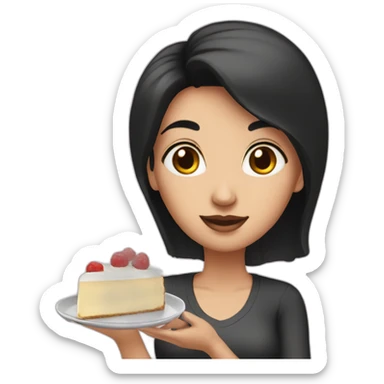 Woman with black hair and White skin Preparing cheescake sticker