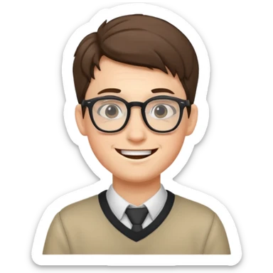 Nerdy boy with glasses sticker