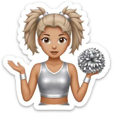 Cheerleader with Pom Pom’s wearing all silver and glitter sticker