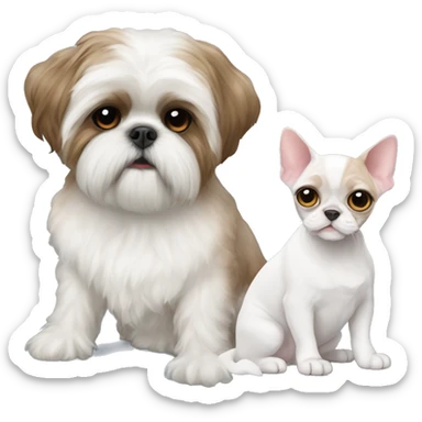 Shih tzu sitting next to Devon Rex  sticker