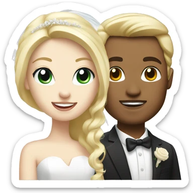 White bride with blonde hair marrying a white blonde guy sticker