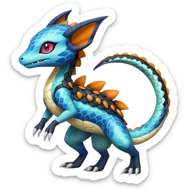 Meloetta-Dewott-Salandit-Nargacuga-Pokémon-Fakémon-fusion-hybrid-creature sticker