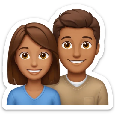 Un trouple : deux hommes  et une femme qui sont amoureux  , ils sont tous blanc et brun  sticker