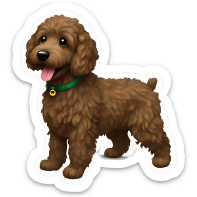 Black miniature golden doodle and dark brown golden doodle Christmas  sticker