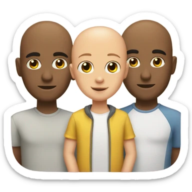 a man with a girl and 2 bald guys  sticker