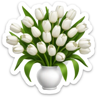 White tulips bouquet  sticker