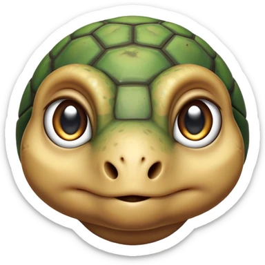 cinematic-baby tortoise-realistic--emoji,,-cute-wise-face-peering-ahead-with-calm-determination,-cute large-eyes-reflecting-centuries of wisdom, sticker