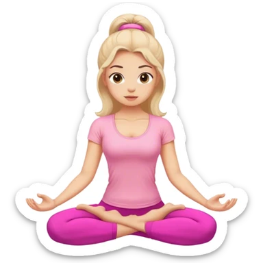 Una chica con blusa rosada haciendo yoga sticker