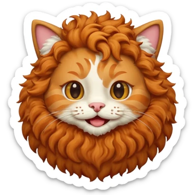 HAPPY CAT WITH CURLY HAIR AND A BIG BEARD sticker