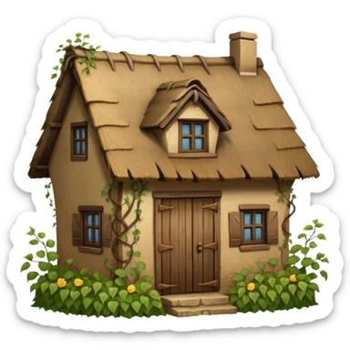 thatched roof house sticker
