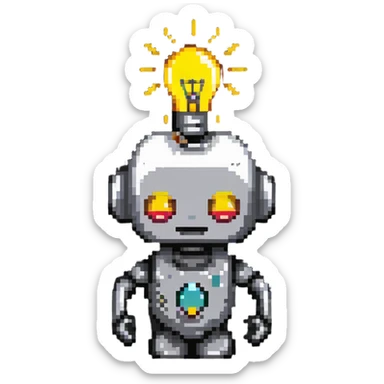 robot emoji with a lightbulb above its head, representing thinking sticker