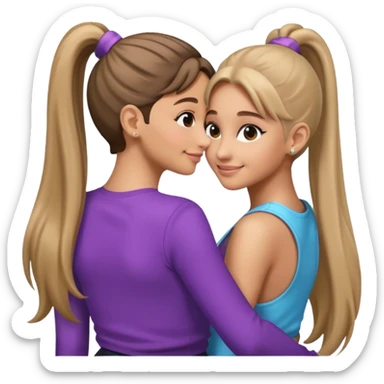  Ariana grande back view with long hair in a ponytail leaning on another girl with long hair in a ponytail  sticker