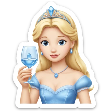 Isolated, detaile illustration of the most incredibly beautiful with an innocent appearance, Disney princess Cinderella holding one glass slipper 
figurine imaginable, toy style. sticker