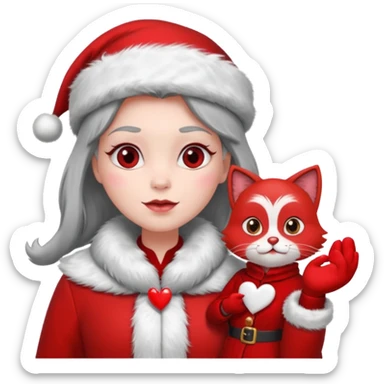 Make an emoji of a couple but as Santa Claws and female Santa Claws with hearths sticker