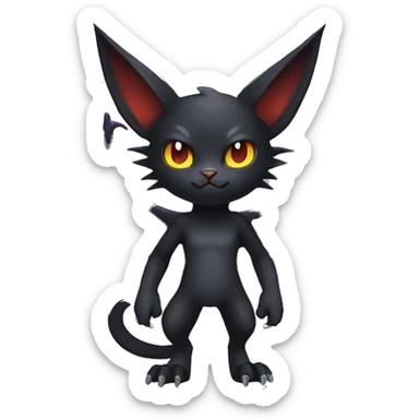 Black Cool Edgy Punk-Gothic Bat-winged Litten-Bat-cat-Fakemon full body sticker