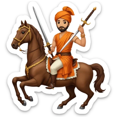 Make a emoji of Chatrapati Shivaji Maharaj in hand must have sward and horse sticker