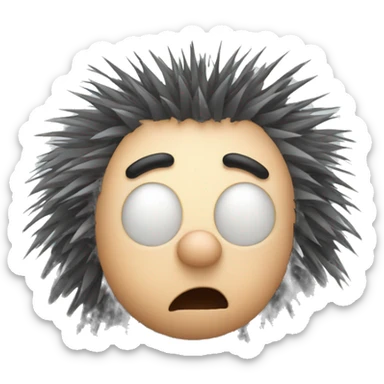 Porcupine man looking shocked static hair crouched down sticker