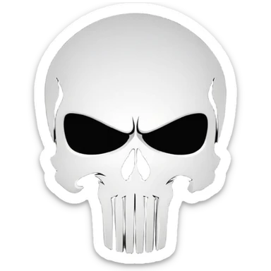 Punisher skull logo, white skull on black background sticker