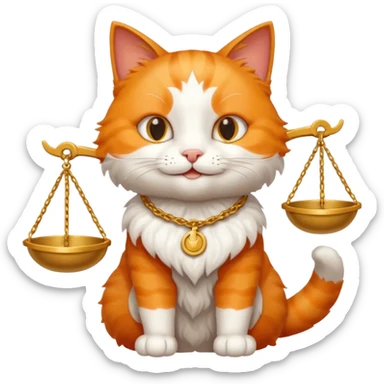 happy cat with the scales of justice sticker