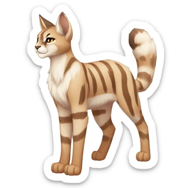 Anthro Beige-Orange-Brown Striped Fur-Sona-Fakemon Lynx-Caracal Full Body sticker